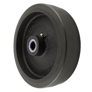 Black Rubber Wheel 125mm Cast Iron 15mm Roller Bearing
