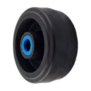Black Rubber Wheel 300mm Cast Iron 31.8mm Taper Roller Bearing