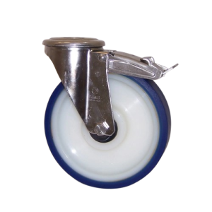 LAG 100mm Soft Blue Polyurethane Swivel Braked Castor 150kg Load INOX20