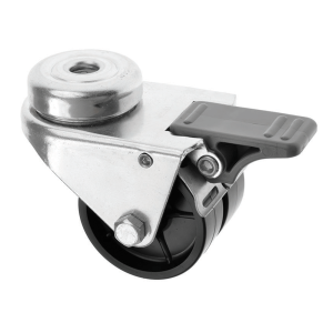 75mm Twin Wheeled Castor with Brake and Black Plastic Wheel 