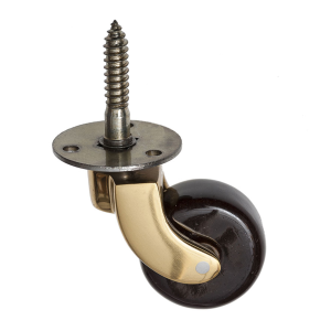 29mm Screw Brass Castor with Brown Wheel 