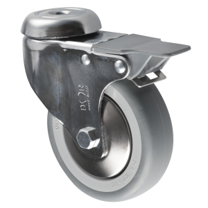 100mm Chrome Castors with Brake Bolt Hole Fitting