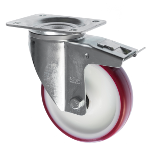 200mm Heavy Duty Polyurethane Swivel Castor with Brake 400kg Load