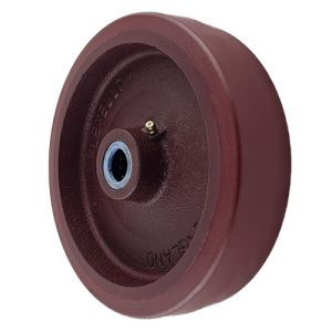 Red Polyurethane Wheel 125mm Cast Iron 25mm Roller Bearing