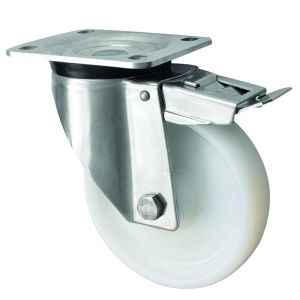 Stainless Steel Castor Heavy Duty 160mm Nylon Wheel Swivel with Brake