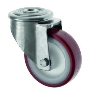 125mm Swivel Stainless Steel Castor with Polyurethane Wheel