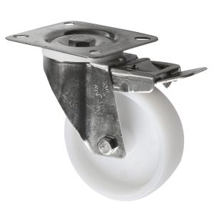 316 Stainless Steel Braked Castor with Nylon Wheel 100mm