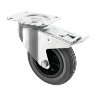 Grey Rubber Swivel Castors with Brake