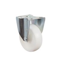 Pressed Steel Fixed Castors with White Nylon Wheel
