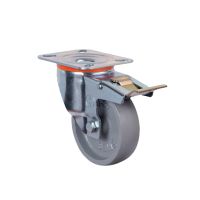 Pressed Steel Swivel Castors with Cast Iron Grey Wheel and Directional Brake