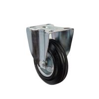 Pressed Steel Fixed Castors with Black Rubber Wheel