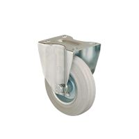 Pressed Steel Fixed Castors with Grey Rubber Wheel