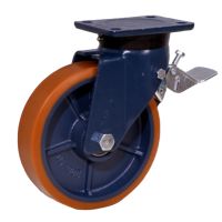 E70 Swivel Braked Top Plate Castors with Brown Polyurethane Wheels