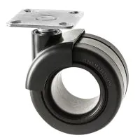Braked Modern Castors 65mm All Black Top Plate Fitting - OW Series