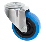 Blue Elastic Rubber Castors Bolt Hole Fitting