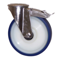 LAG Braked Heavy Duty Stainless Steel Castors with Soft Polyurethane Tyre (Bolt Hole)