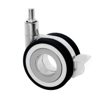 Twin Wheel Furniture Castors with Brake & Thread Black / Grey