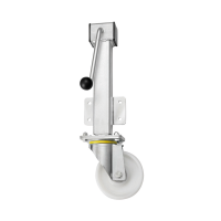 RH 200mm Heavy Duty Jacking Castor with a 200mm lift and a swivel nylon wheel