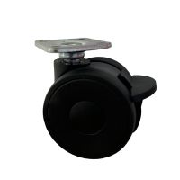 Black Top Plate Twin Wheel Braked Castors LS Series