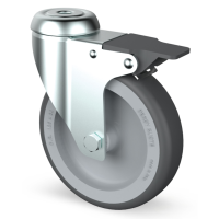 Institutional Swivel Braked Zinc Plated Castor Grey Thermoplastic Wheels