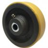 Yellow Polyurethane Wheel 75mm Cast Iron 12mm Roller Bearing