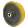 Yellow Polyurethane Wheel 200mm Cast Iron 20mm Roller Bearing