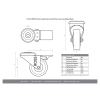 50mm Bolt Hole Braked Castors Grey Rubber Wheel