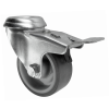 50mm Bolt Hole Swivel Castors with Brake Grey Rubber Wheel
