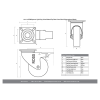 50mm Swivel Plastic Castor with Brake Black Wheel Technical