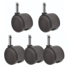 50mm Twin Rubber Wheel Office Chair Castor M11 Circlip Set of 5