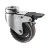 75mm M10 Bolt Hole Braked Castors Grey Rubber Wheel