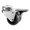 50mm Bolt Hole Castor with Brake Twin Grey Rubber Wheel