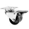 50mm Twin Wheel Black Plastic Castor with Brake