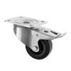 80mm Swivel Braked Castor Black Rubber Wheel