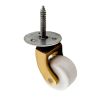 1 Brass Castor with White Wheel and Screw Fitting 32mm