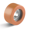 Orange Polyurethane Guide Roller 50mm Diameter 15mm Ball Bearing