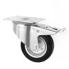 200mm Braked Castors with a Black Rubber Wheel and a Metal Centre