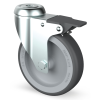 125mm Institutional Swivel Braked Zinc Plated Castor Grey Thermoplastic wheel