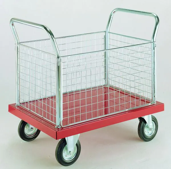 Designer Platform Trolley 4 Sides Mesh Deck 1200 x 800mm Yellow